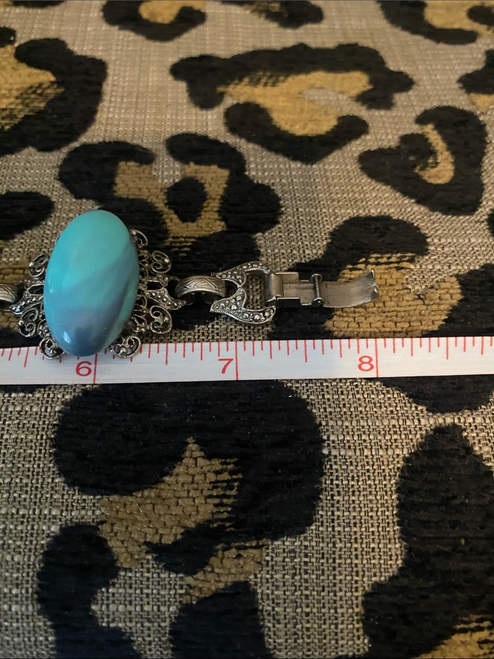 Vintage faux turquoise and silver bracelet - Picture 7 of 7
